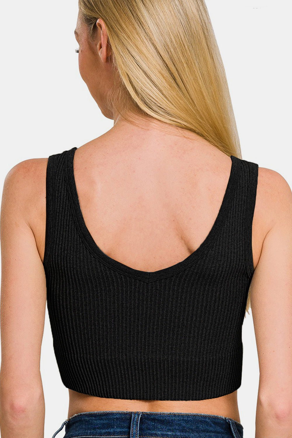 Ribbed Seamless Bra Top With Pads