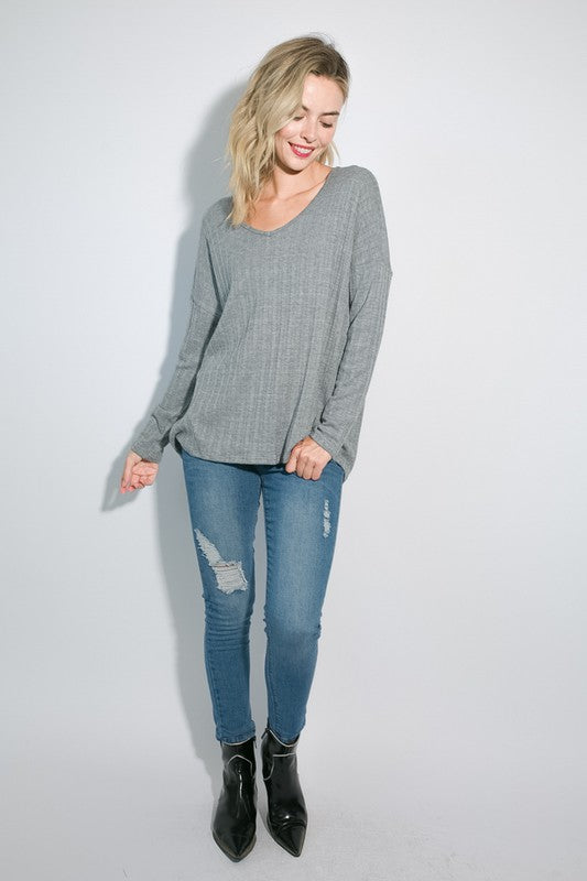 Plus Variegated Cashmere Long Sleeve Top