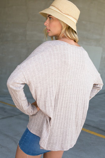 Plus Variegated Cashmere Long Sleeve Top
