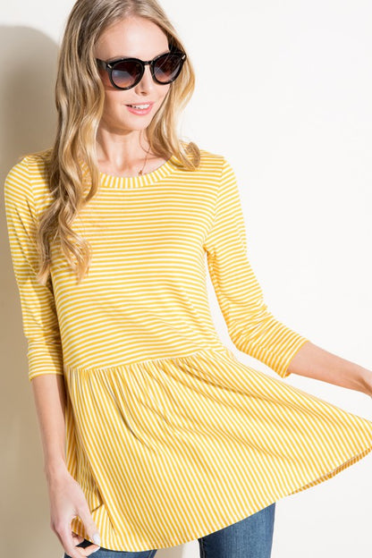 Plus Pin Stripe Babydoll Tunic Top