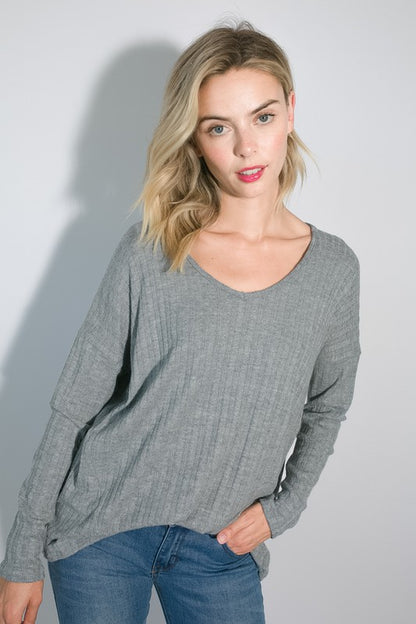 Variegated Cashmere Long Sleeve Top