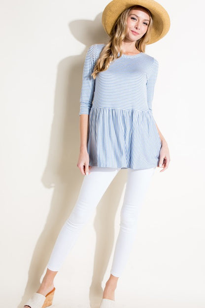 Plus Pin Stripe Babydoll Tunic Top