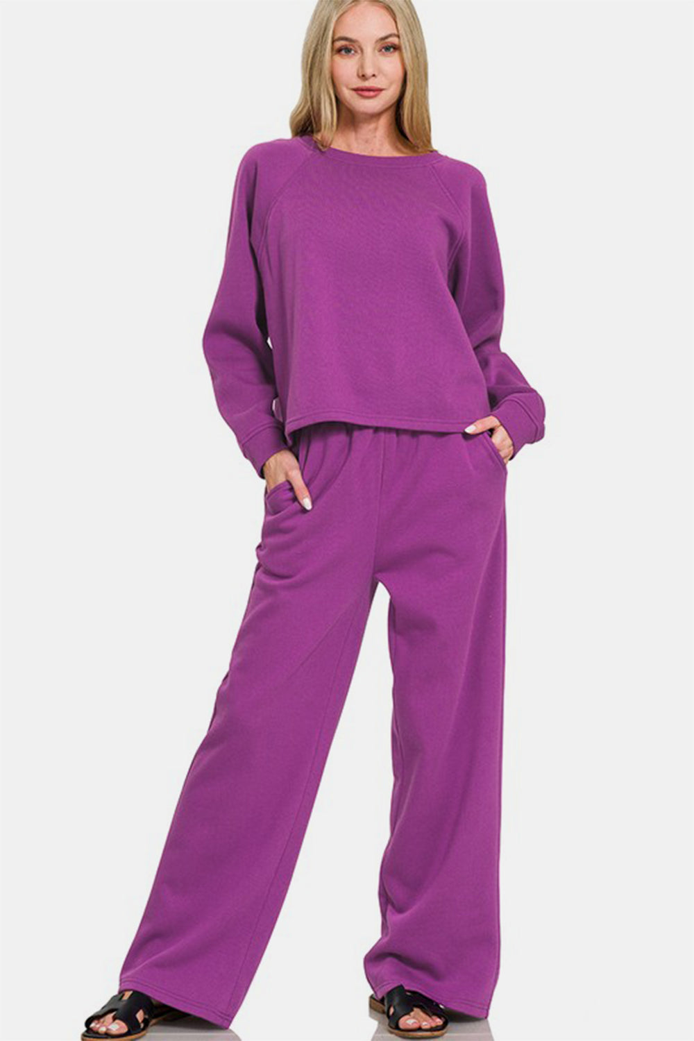 Fleece Raglan Sleeve Pullover & Sweatpants Set