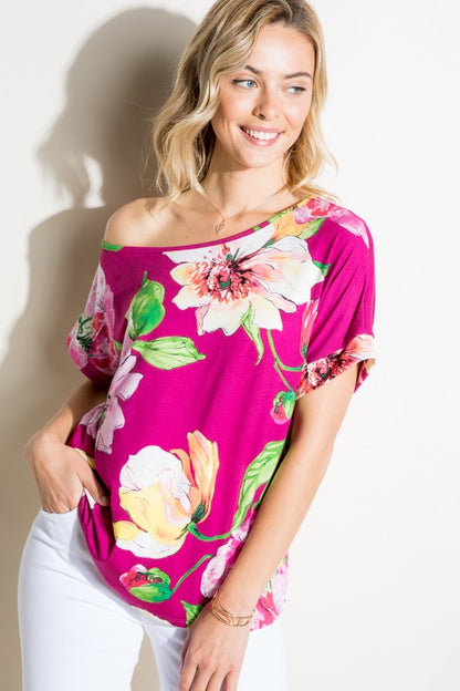 Floral One Shoulder Tee