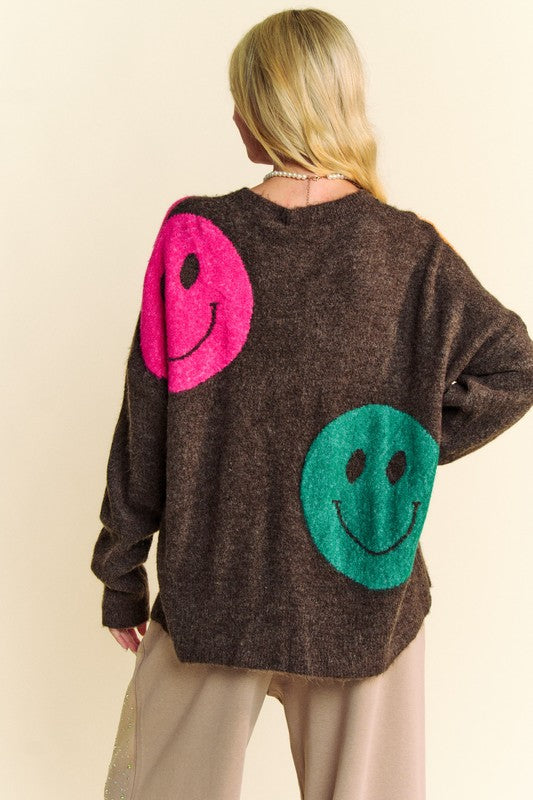 Dark Brown Round Neck Oversize Sweater