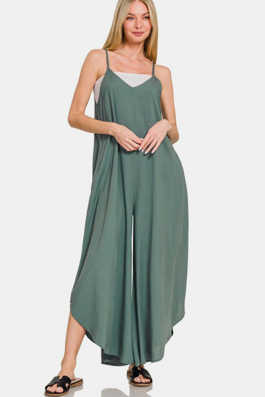 Wide Leg Rayon Challis Jumpsuit