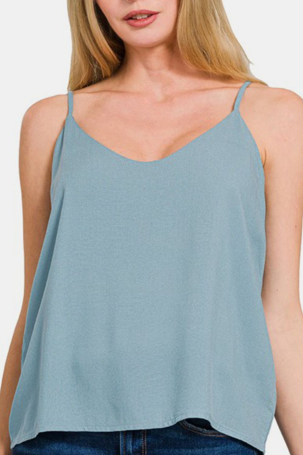 2 Layered Rayon Slub Woven Cropped Camisole