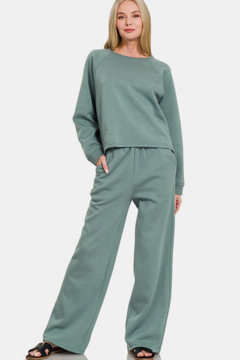 Fleece Raglan Sleeve Pullover & Sweatpants Set