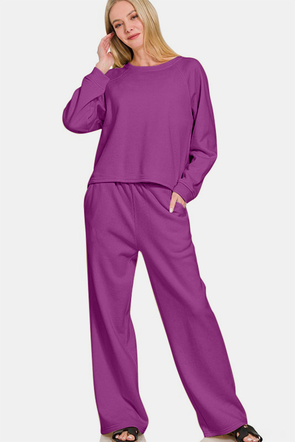 Fleece Raglan Sleeve Pullover & Sweatpants Set