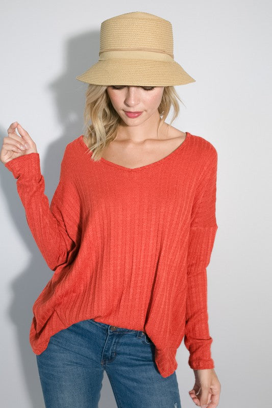 Variegated Cashmere Long Sleeve Top