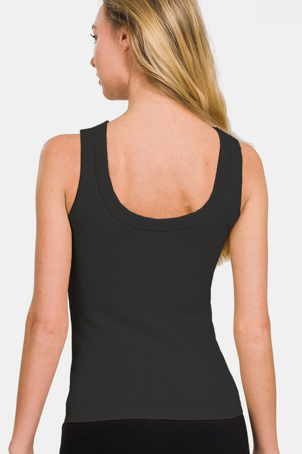 2 Way Neckline Washed Ribbed Tank Top