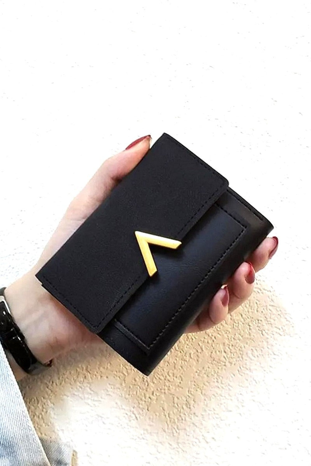 Vegan Leather Compact Trifold Wallet