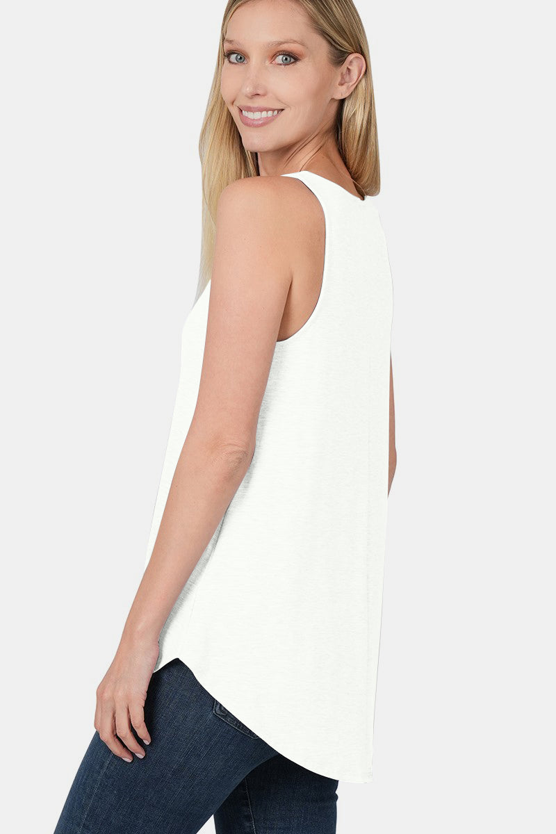 Sleeveless Round Neck Round Hem Top