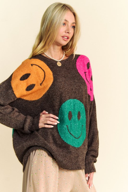 Dark Brown Round Neck Oversize Sweater