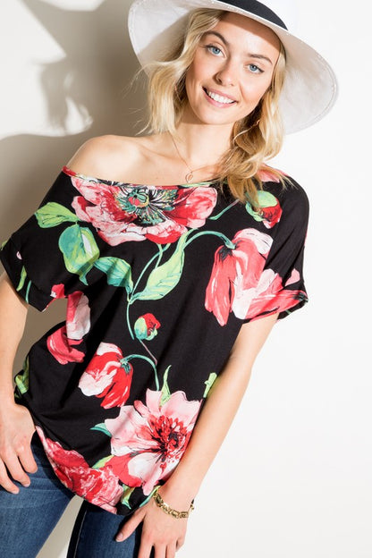 Floral One Shoulder Tee