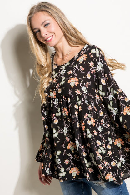 Floral Woven Babydoll Top