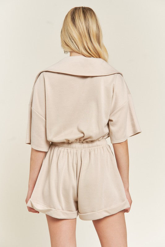 Plus Terry Zip Front Romper