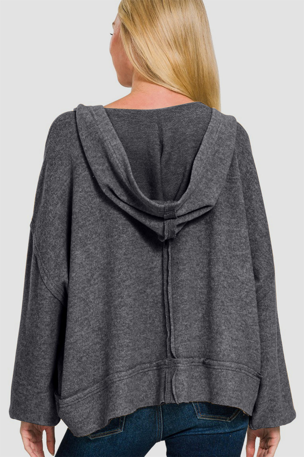 Brushed Hacci Balloon Sleeve Hoodie