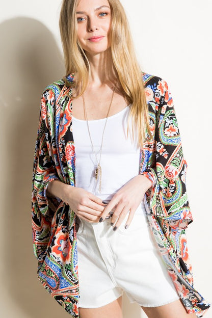 Paisley Woven Kimono Cardigan