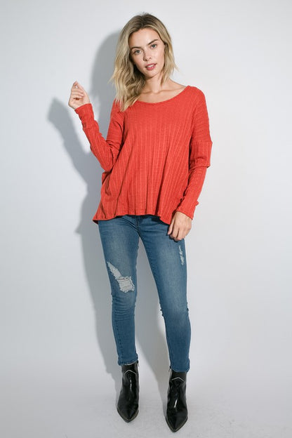 Plus Variegated Cashmere Long Sleeve Top