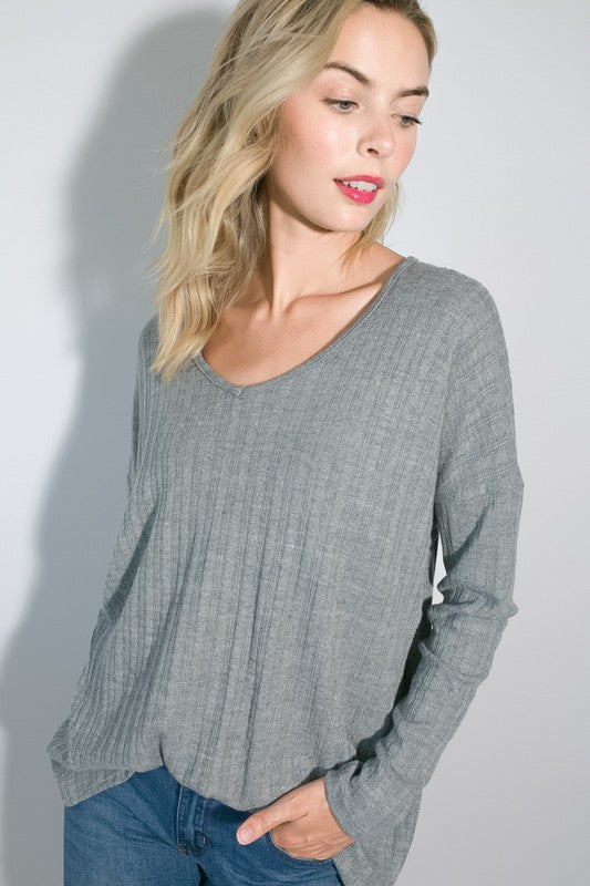 Plus Variegated Cashmere Long Sleeve Top