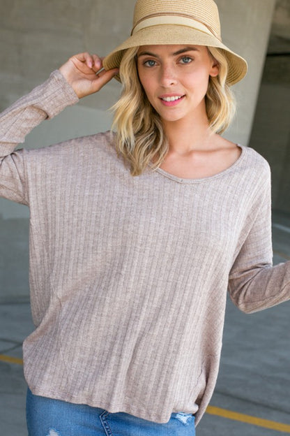 Plus Variegated Cashmere Long Sleeve Top