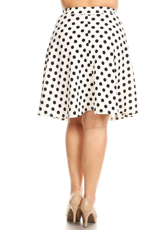 Plus Polka Dot Knee Length A-line Skirt