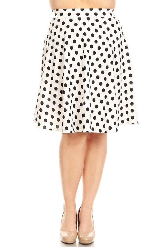 Plus Polka Dot Knee Length A-line Skirt