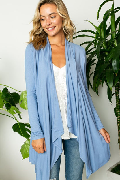 Solid Jersey Cascade Cardigan