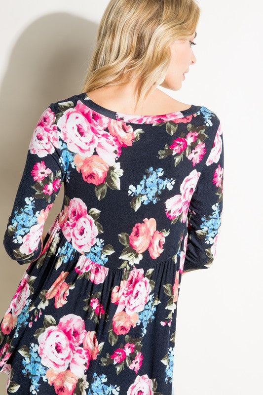 Floral Print Babydoll Top