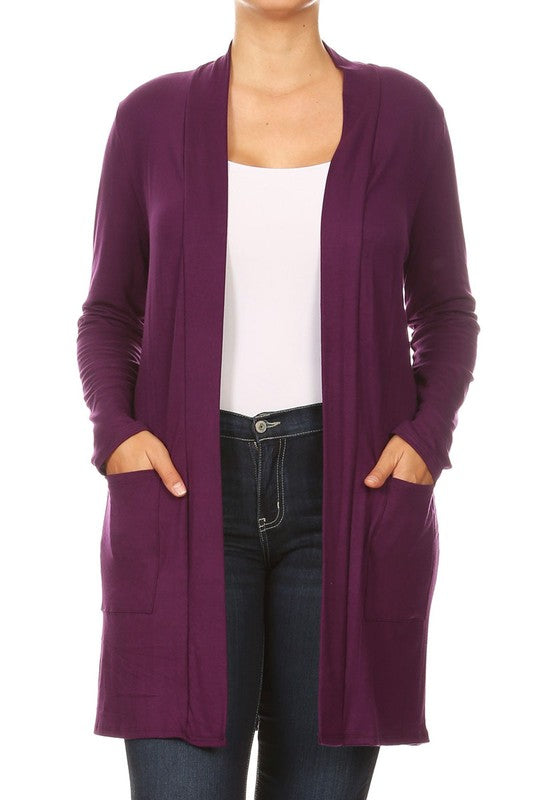 Plus Open Duster Cardigan With Pockets