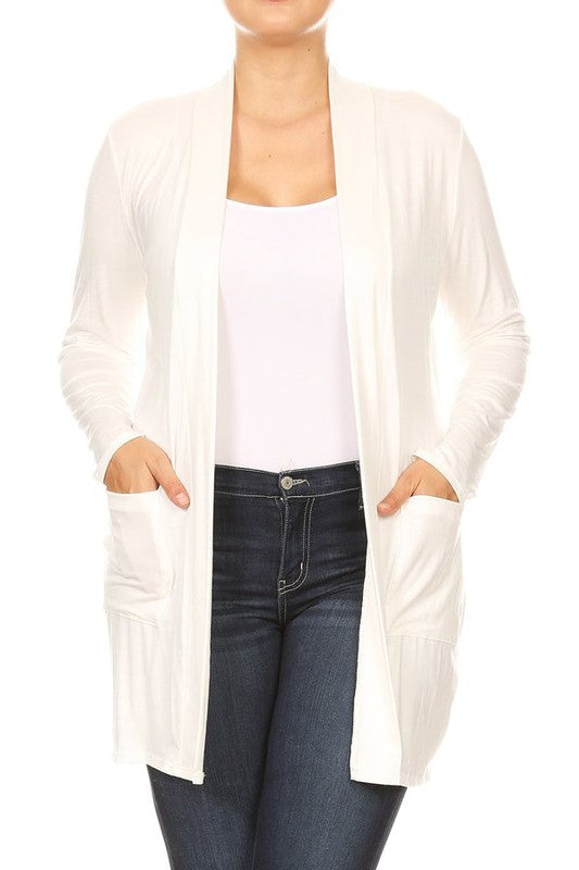 Plus Open Duster Cardigan With Pockets