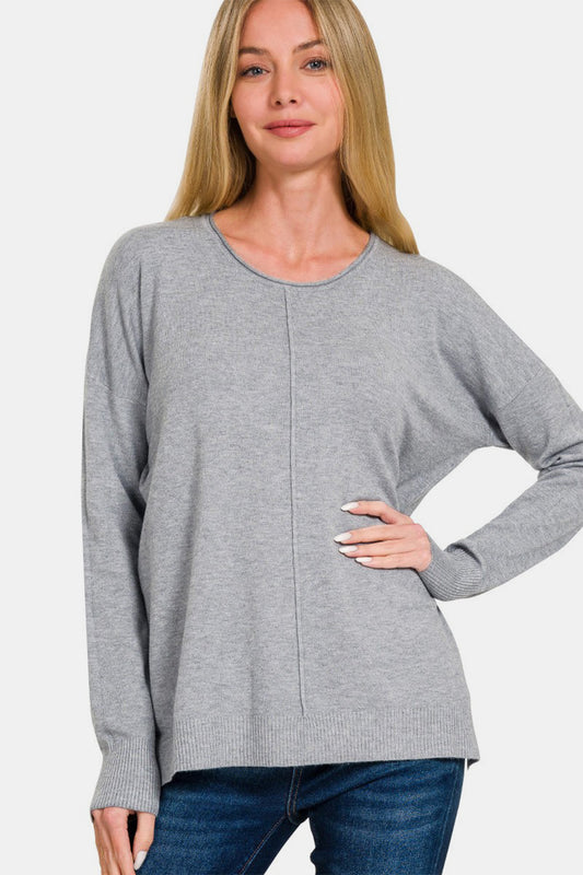 Viscose Front Seam Round Neck Sweater