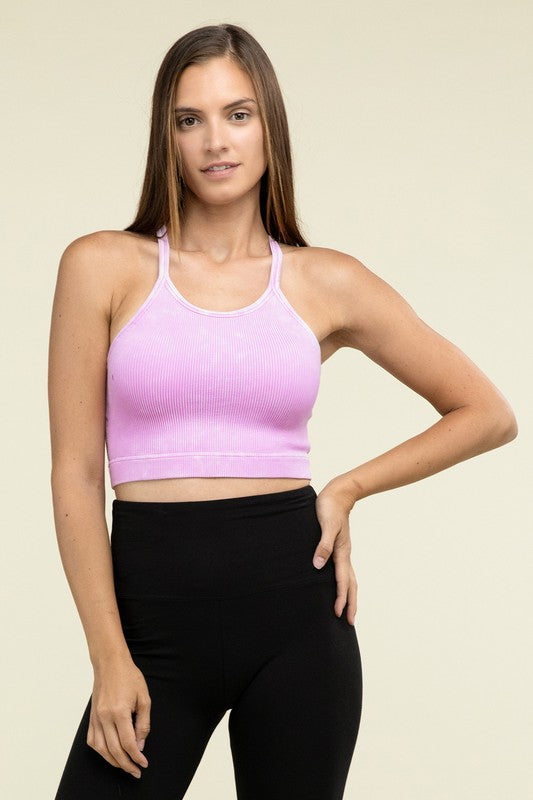 Washed Ribbed Seamless Cropped Cami Top