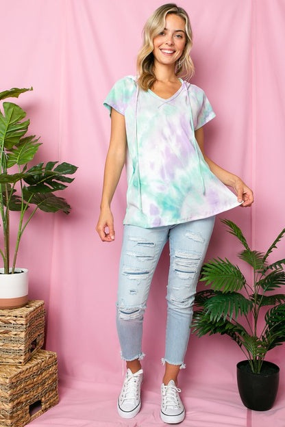 Tie Dye Thermal Hoodie Top