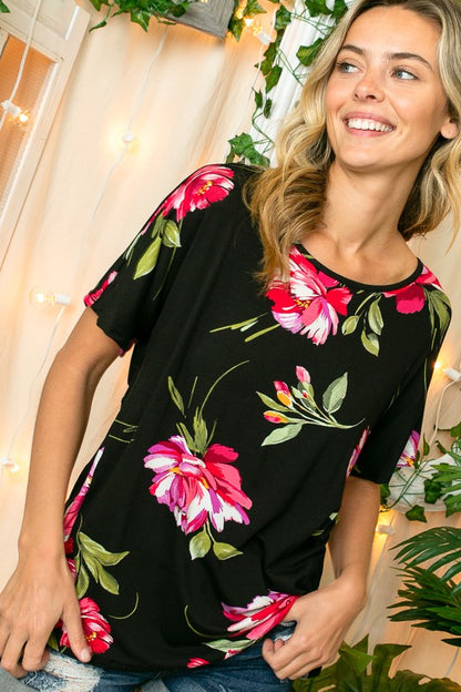 Floral Open Twist Back Top