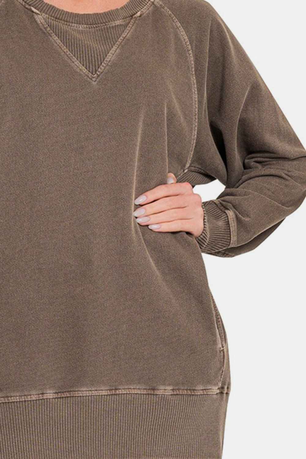 Pigment Dyed French Terry Pullover With Pockets