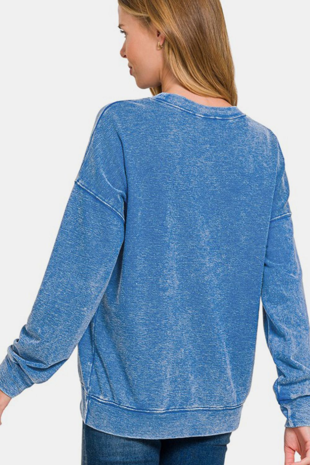 F/Terry Washed Round-Neck Pullover Sweatshirt