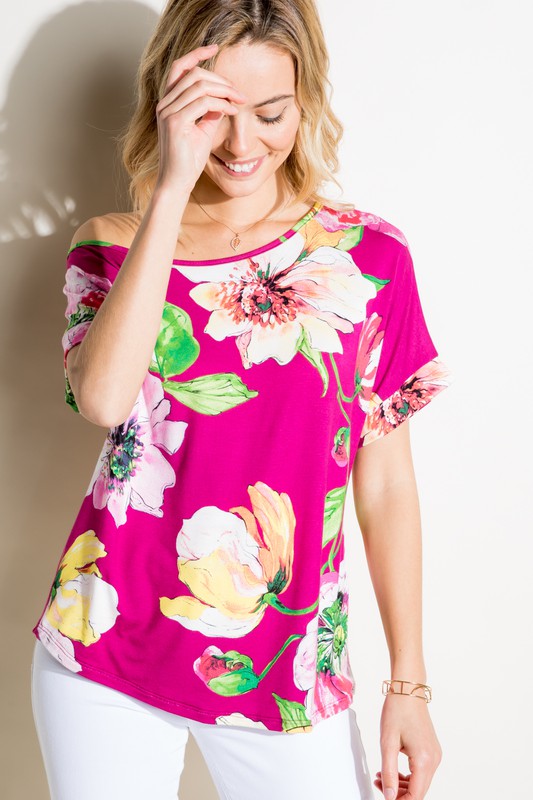 Floral One Shoulder Tee