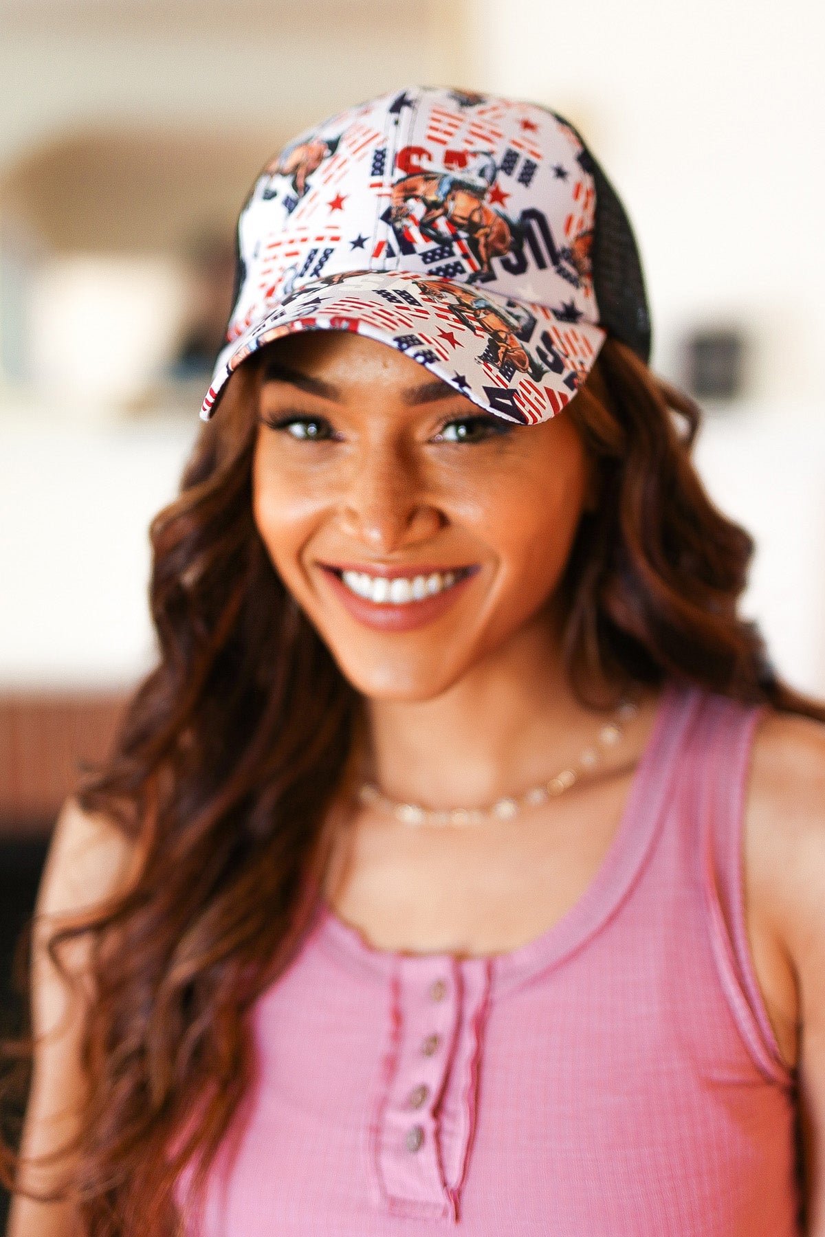 Black & White "USA" Rodeo Ponytail Cap