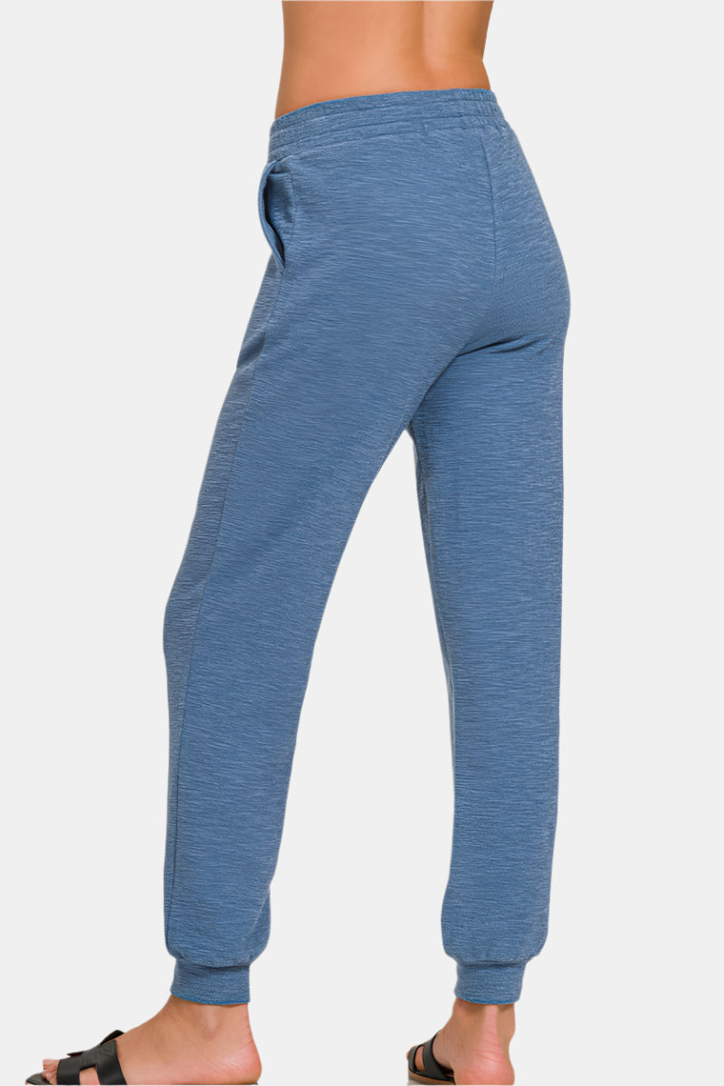 Black Cotton Slub Jogger Pants