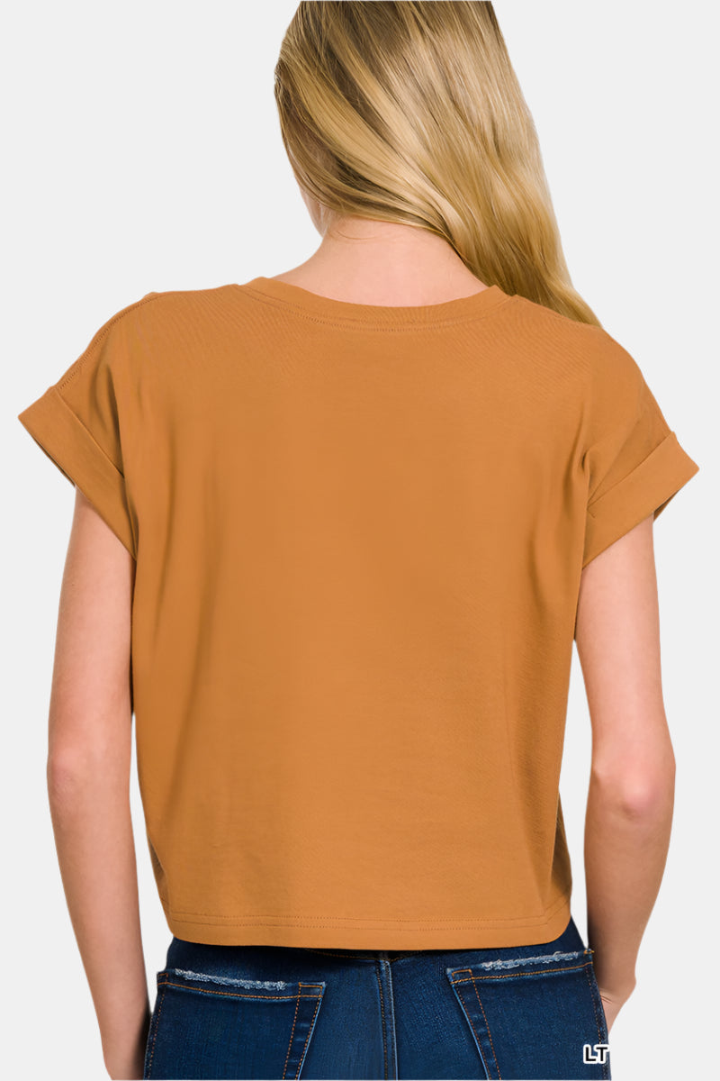 Marlin Cotton Folded Sleeve Top