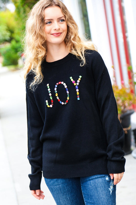 JOY Jewel Beaded Black Sweater