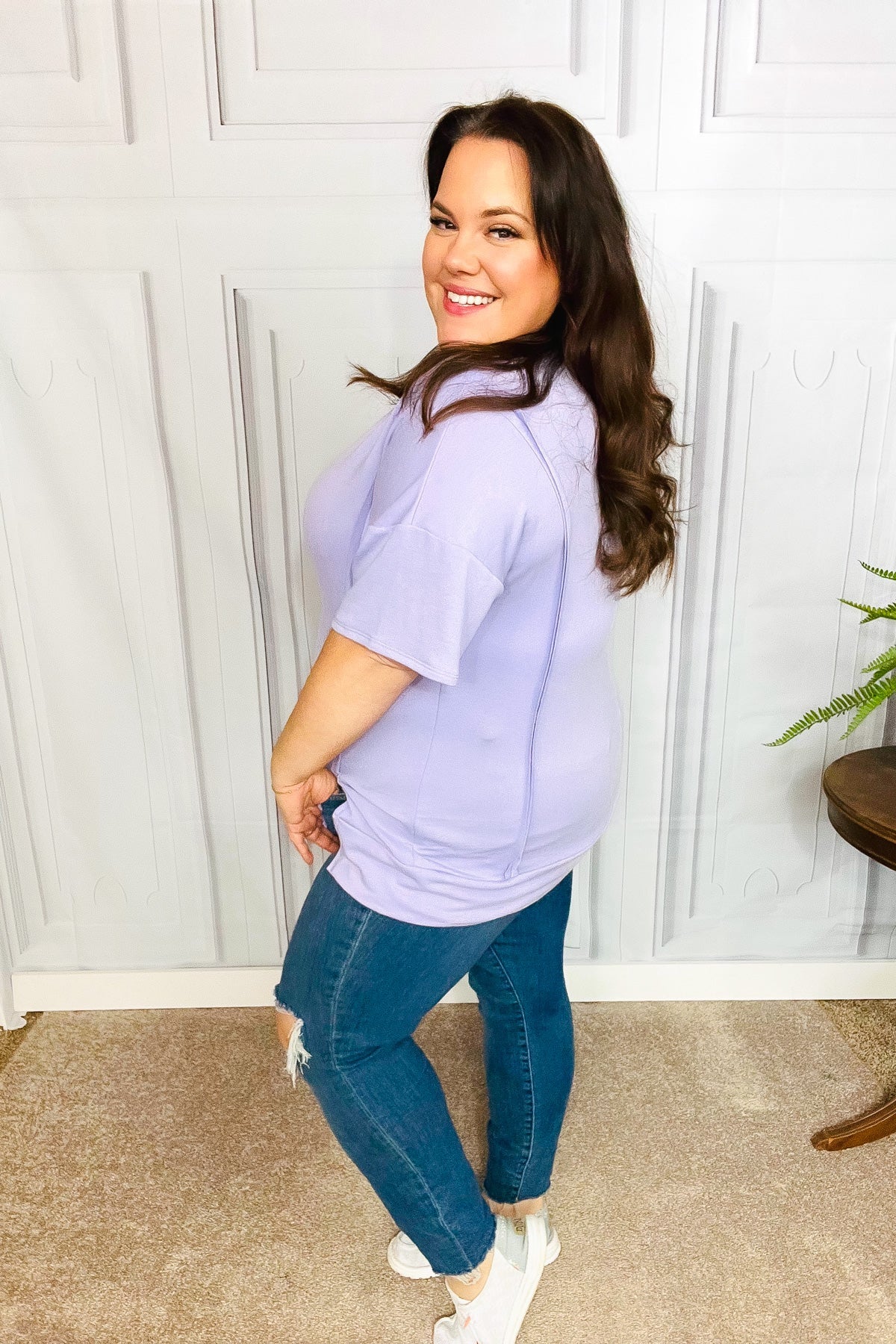 Lilac Cut Edge French Terry Top