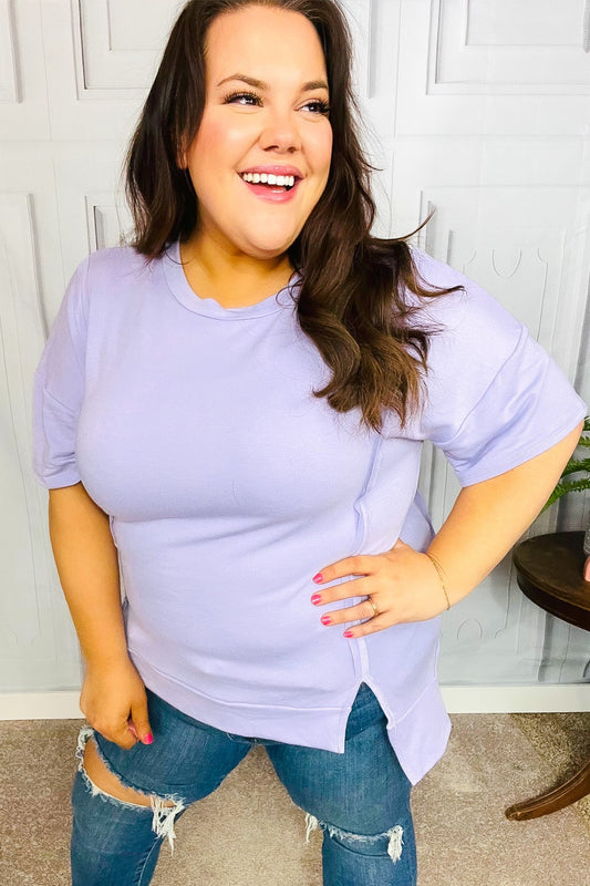Lilac Cut Edge French Terry Top