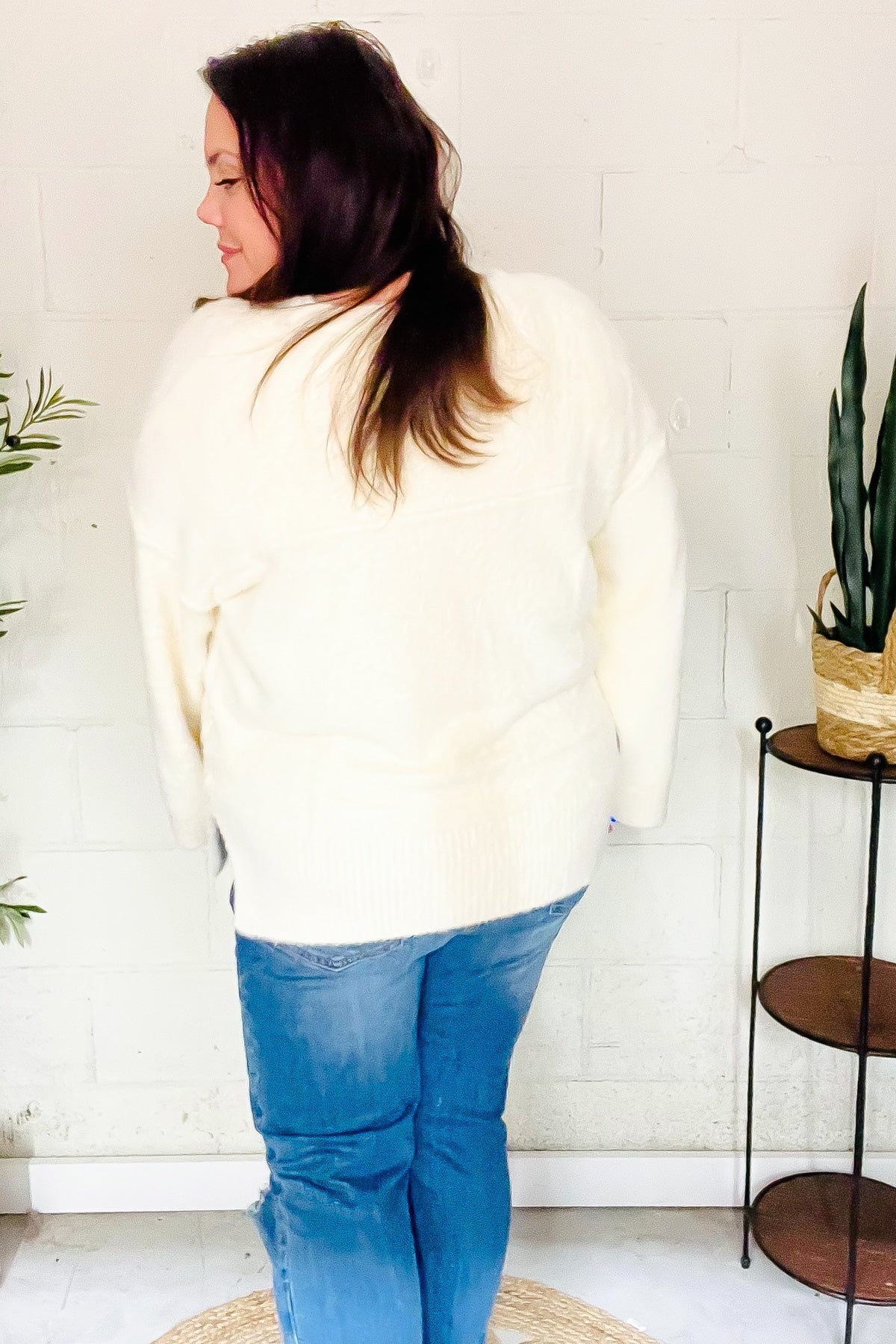 Ivory Fuzzy Soft Knit Sweater