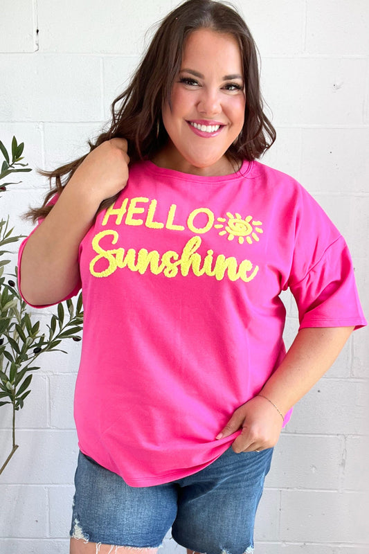 Hello Sunshine Embroidered French Terry Top