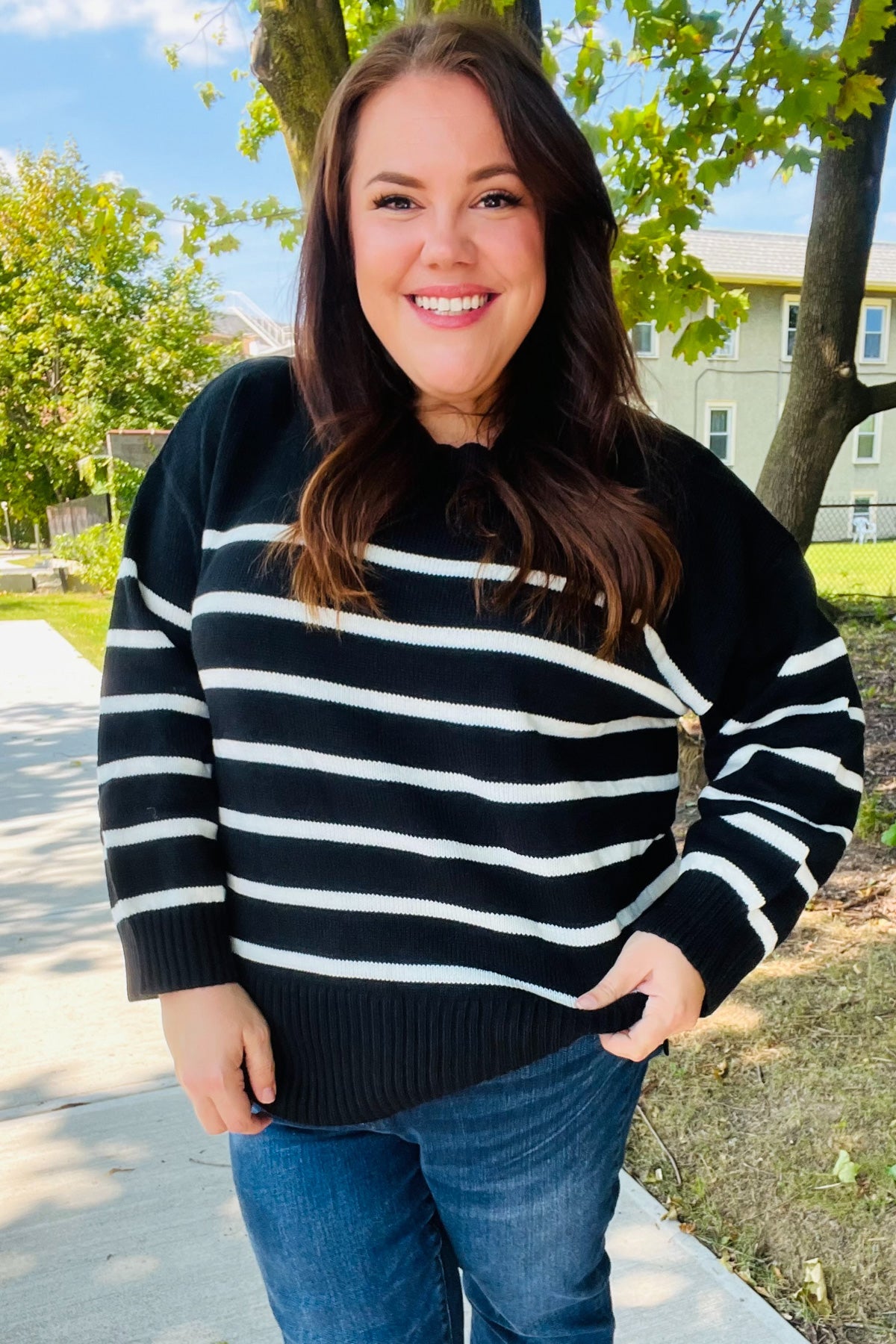 Black Striped Oversized Knit Sweater