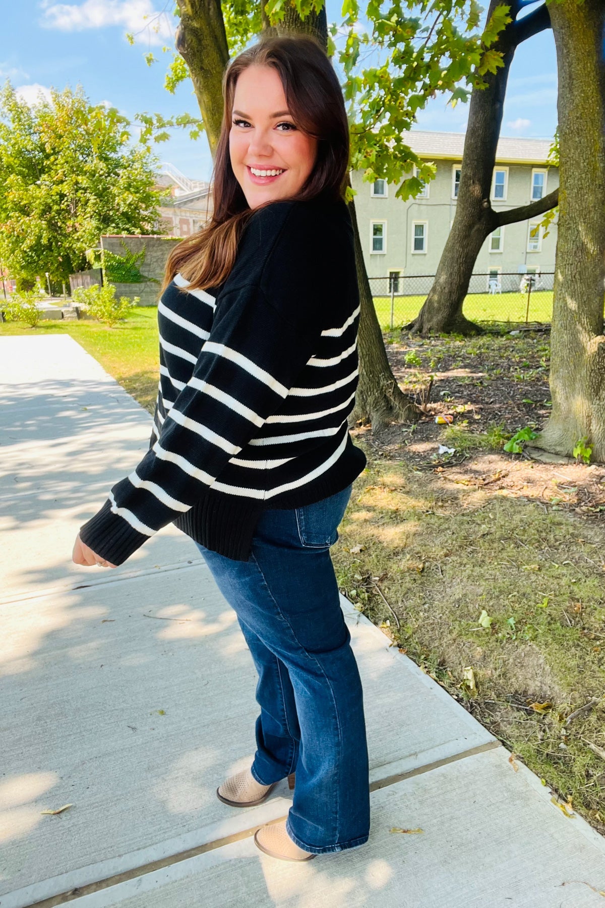 Black Striped Oversized Knit Sweater