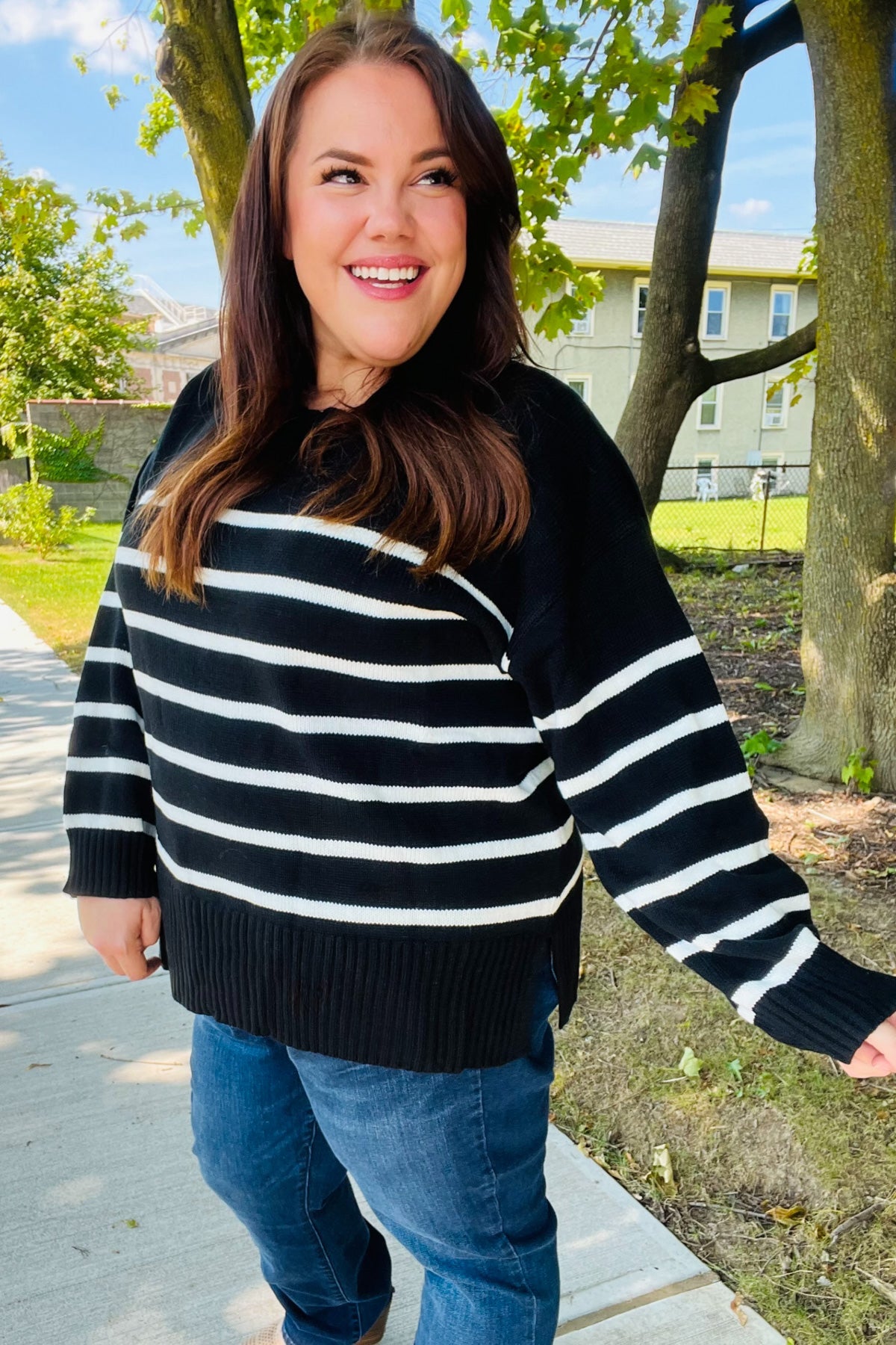 Black Striped Oversized Knit Sweater